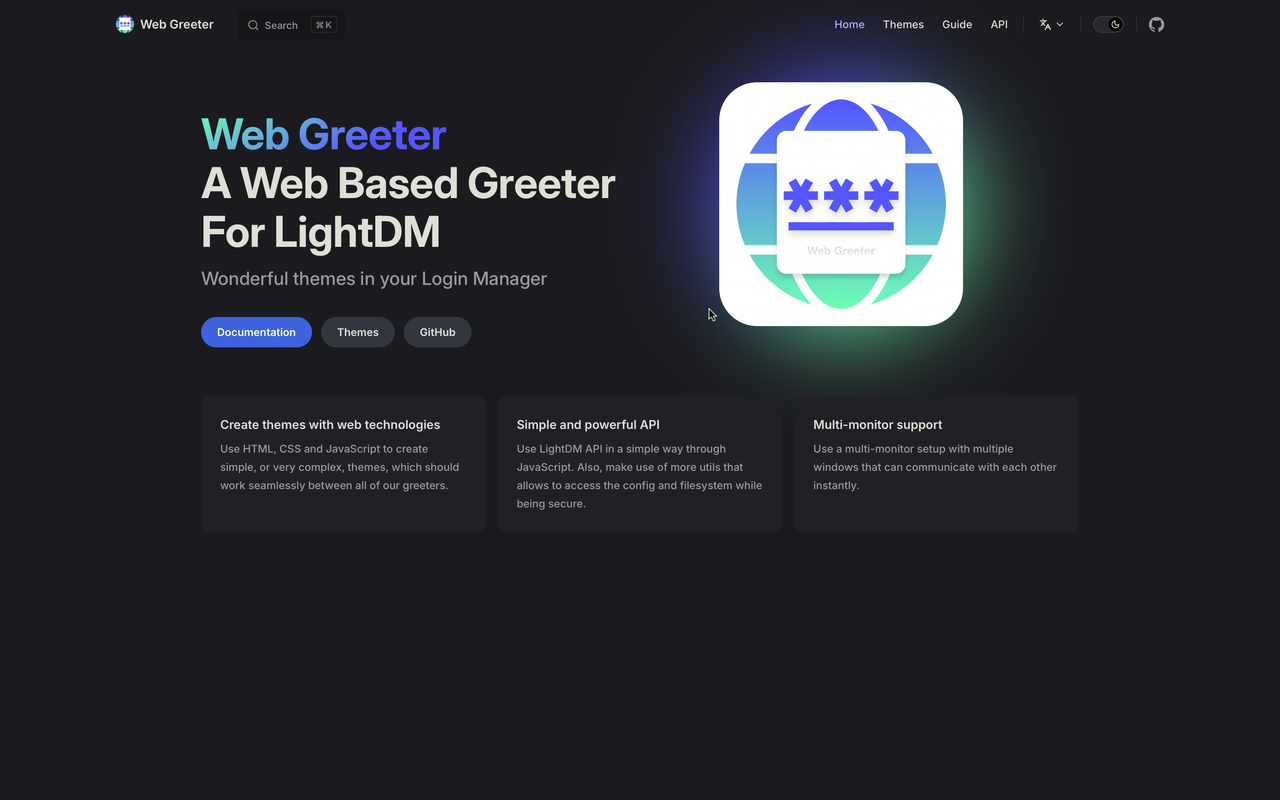 Web Greeter page